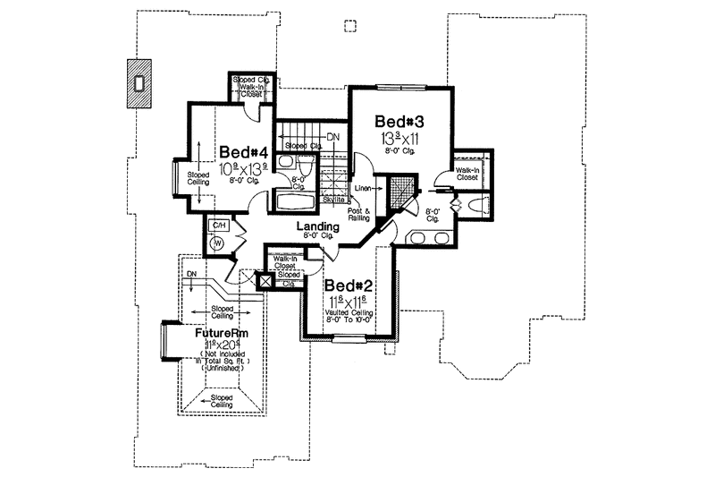 Dream House Plan - Floor Plan - Upper Floor for Country House Plan #310-1178 - 4 bed, 3.5 bath