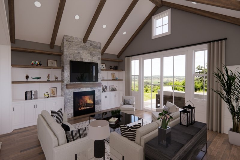 House Plan Design - Interior - Family Room for Farmhouse House Plan #51-1565 - 4 bed, 2.5 bath