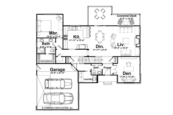Floor Plan - Main Floor for Craftsman House Plan #928-123 - 4 bed, 2.5 bath