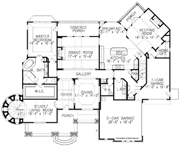 Dream House Plan - Country Floor Plan - Main Floor Plan #54-327