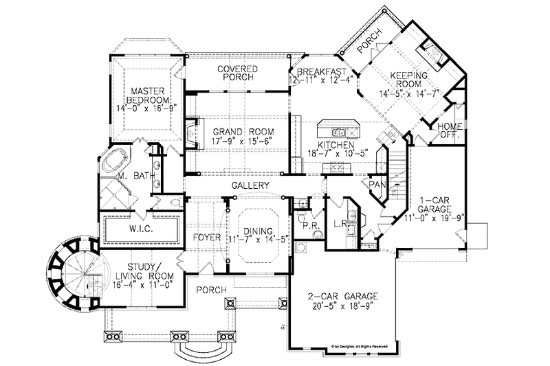Dream House Plan - Floor Plan - Main Floor for Country House Plan #54-327 - 4 bed, 3.5 bath