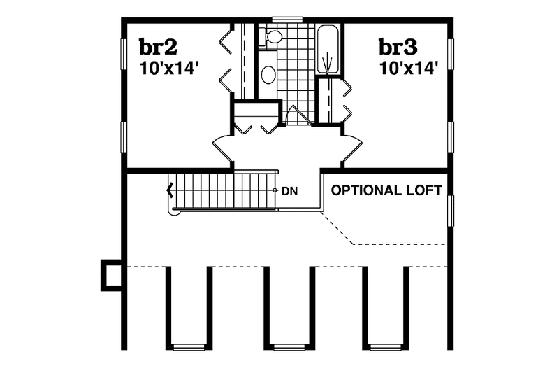 House Blueprint - Floor Plan - Upper Floor for Victorian House Plan #47-907 - 3 bed, 2 bath