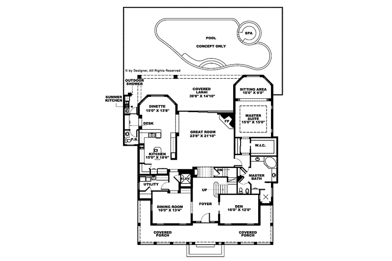 Home Plan - Floor Plan - Main Floor for Southern House Plan #1017-57 - 3 bed, 4.5 bath