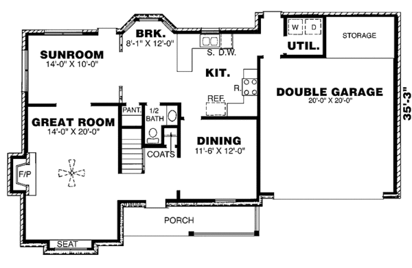 Home Plan - Country Floor Plan - Main Floor Plan #34-243