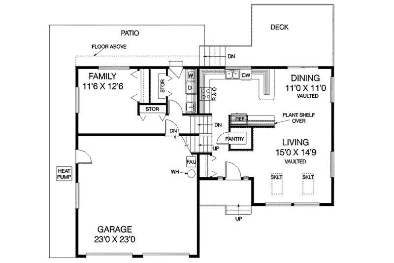 Home Plan - Floor Plan - Main Floor for Traditional House Plan #60-476 - 3 bed, 2 bath