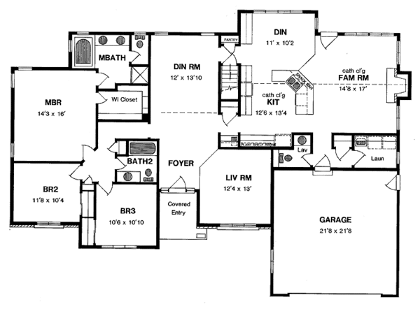 House Blueprint - Ranch Floor Plan - Main Floor Plan #316-210