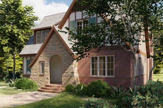 Exterior - Front Elevation 4 for Tudor House Plan #1079-3 - 4 bed, 3 bath