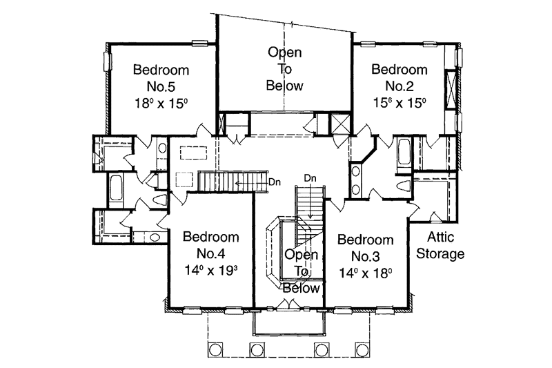Home Plan - Floor Plan - Upper Floor for Classical House Plan #429-144 - 5 bed, 3.5 bath