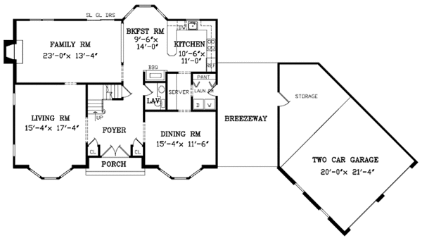 House Design - Colonial Floor Plan - Main Floor Plan #314-253