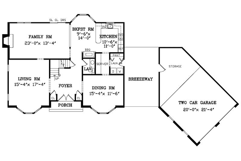 Home Plan - Floor Plan - Main Floor for Colonial House Plan #314-253 - 4 bed, 2.5 bath