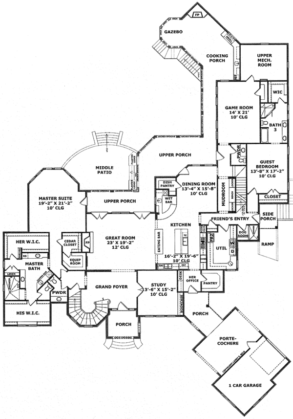 House Design - Mediterranean Floor Plan - Main Floor Plan #952-209