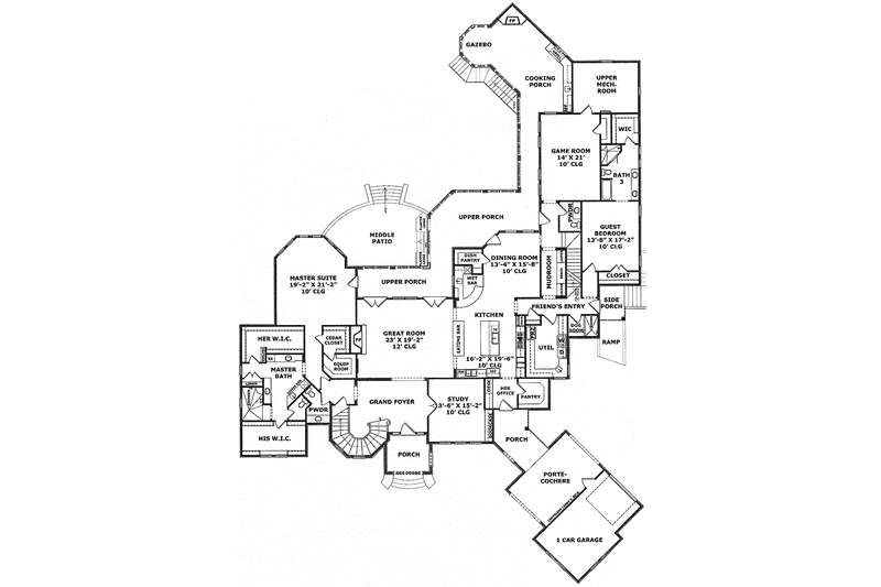 Home Plan - Floor Plan - Main Floor for Mediterranean House Plan #952-209 - 4 bed, 5 bath