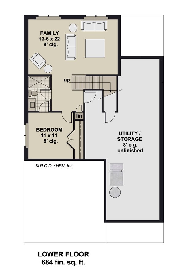 House Blueprint - Farmhouse Floor Plan - Lower Floor Plan #51-1503