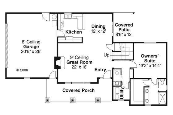 Floor Plan - Main Floor for Craftsman House Plan #124-772 - 3 bed, 2.5 bath