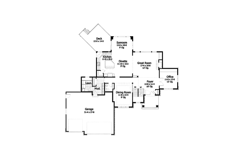 Home Plan - Floor Plan - Main Floor for Colonial House Plan #51-1111 - 4 bed, 3.5 bath