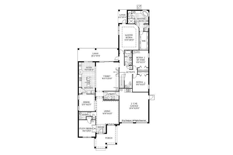 Home Plan - Floor Plan - Main Floor for Contemporary House Plan #999-164 - 3 bed, 3.5 bath