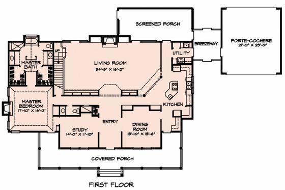 Floor Plan - Main Floor for Farmhouse House Plan #140-119 - 4 bed, 3.5 bath