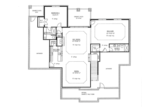 Floor Plan - Lower Floor for Country House Plan #437-72 - 4 bed, 4 bath