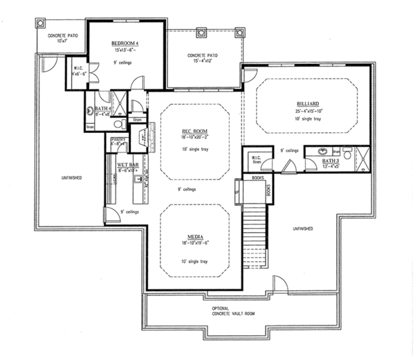 Architectural House Design - Country Floor Plan - Lower Floor Plan #437-72