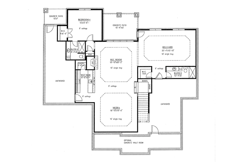 Dream House Plan - Floor Plan - Lower Floor for Country House Plan #437-72 - 4 bed, 4 bath