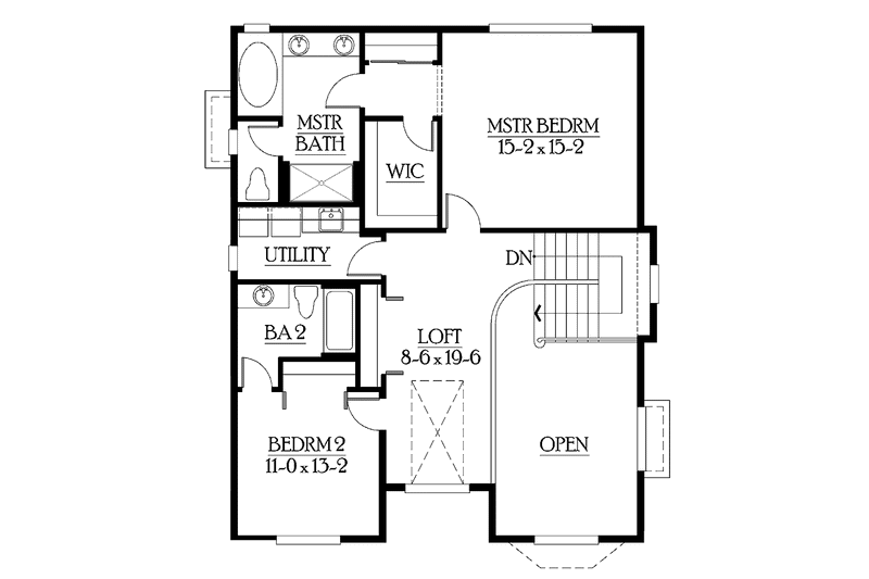 Dream House Plan - Floor Plan - Upper Floor for Craftsman House Plan #132-291 - 2 bed, 2.5 bath