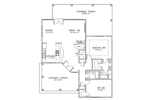 Floor Plan - Main Floor for Craftsman House Plan #8-181 - 2 bed, 2 bath