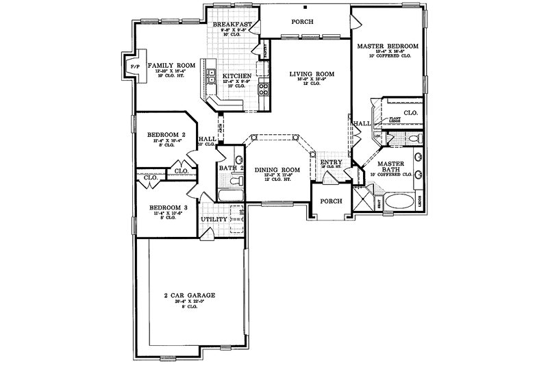 Dream House Plan - Floor Plan - Main Floor for European House Plan #952-7 - 3 bed, 2 bath
