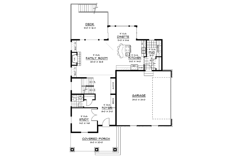 Home Plan - Floor Plan - Main Floor for European House Plan #51-626 - 3 bed, 2.5 bath