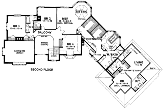 Floor Plan - Upper Floor for European House Plan #328-121 - 4 bed, 3.5 bath