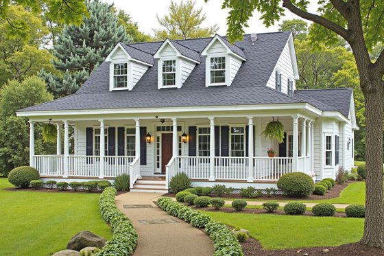 Exterior - Front Elevation 3 for Farmhouse House Plan #3-253 - 5 bed, 2.5 bath