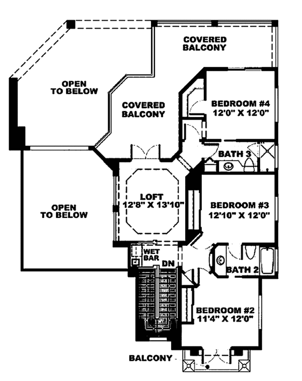 House Plan Design - Mediterranean Floor Plan - Upper Floor Plan #1017-32