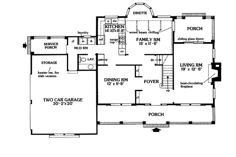 Architectural House Design - Floor Plan - Main Floor for Country House Plan #456-37 - 4 bed, 2.5 bath