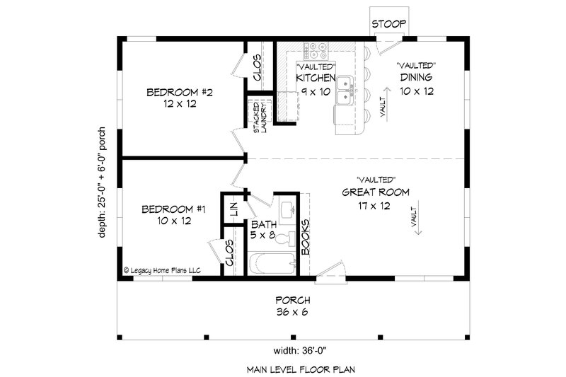 Ranch Style House Plan - 2 Beds 1 Baths 900 Sq/Ft Plan #932-747 ...