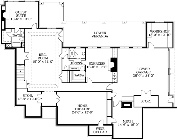 Home Plan - Country Floor Plan - Lower Floor Plan #453-153