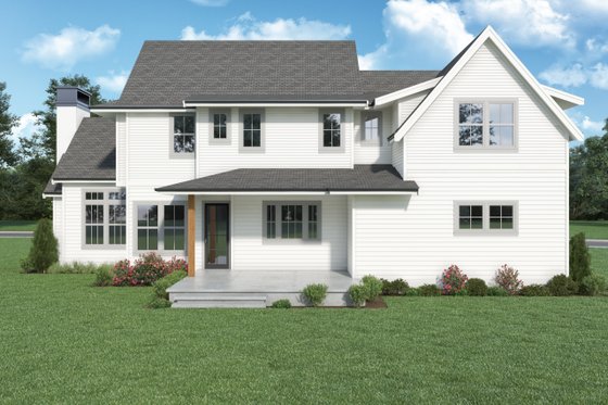 Exterior - Rear Elevation for European House Plan #1070-142 - 3 bed, 3 bath