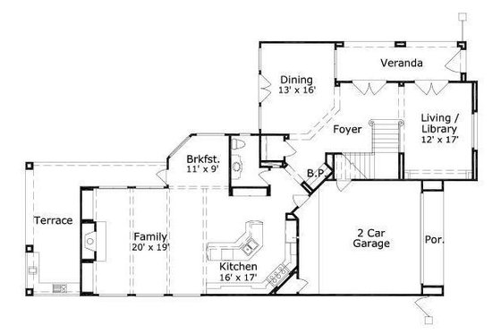 Floor Plan - Main Floor for European House Plan #411-459 - 4 bed, 3.5 bath