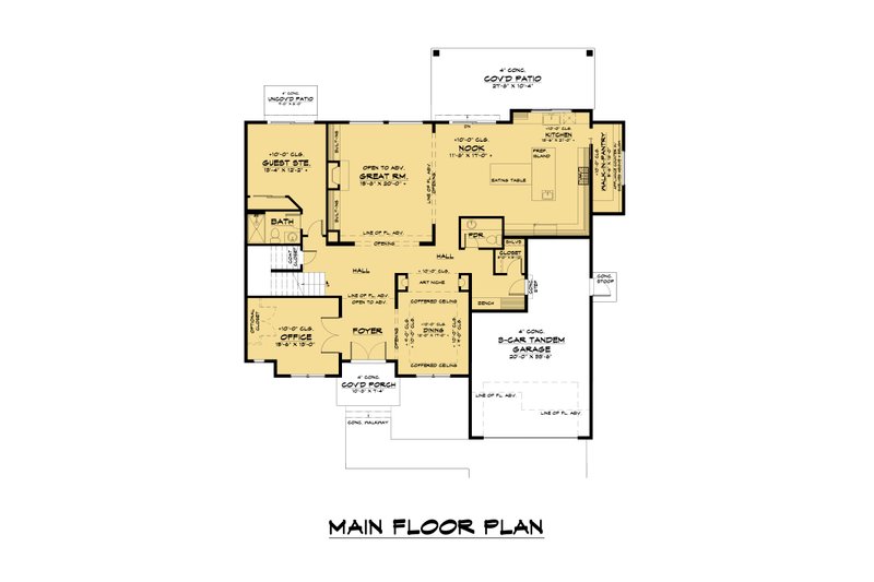 Architectural House Design - Floor Plan - Main Floor for Farmhouse House Plan #1066-213 - 5 bed, 4.5 bath
