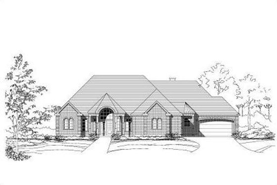 Exterior - Front Elevation for European House Plan #411-506 - 3 bed, 4 bath