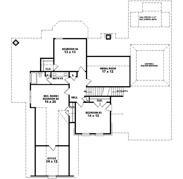 European Floor Plan - Upper Floor Plan #81-608