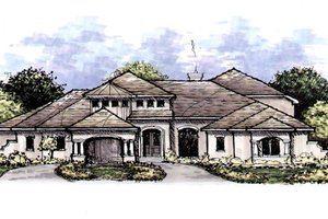 Mediterranean Exterior - Front Elevation Plan #141-321