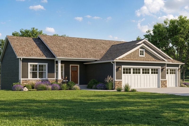 House Blueprint - Exterior - Front Elevation 2 for Craftsman House Plan #1064-133 - 2 bed, 2 bath