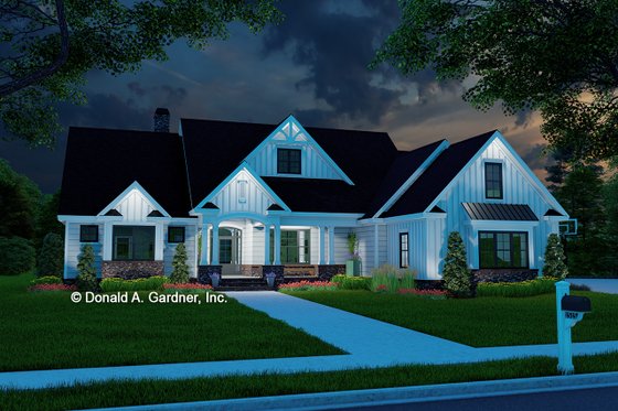 Exterior - Front Elevation 3 for Farmhouse House Plan #929-1070 - 4 bed, 3 bath