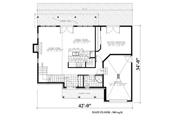 Floor Plan - Main Floor for Cottage House Plan #138-341 - 4 bed, 2 bath