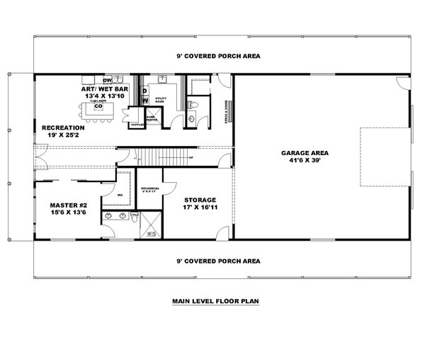 Architectural House Design - Barndominium Floor Plan - Main Floor Plan #117-1076