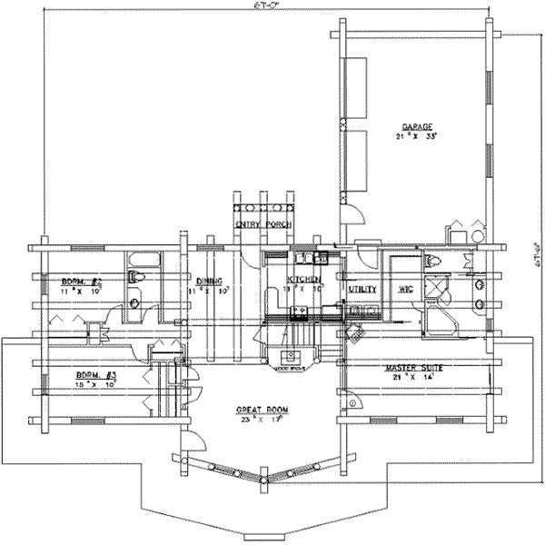 Architectural House Design - Log Floor Plan - Main Floor Plan #117-112