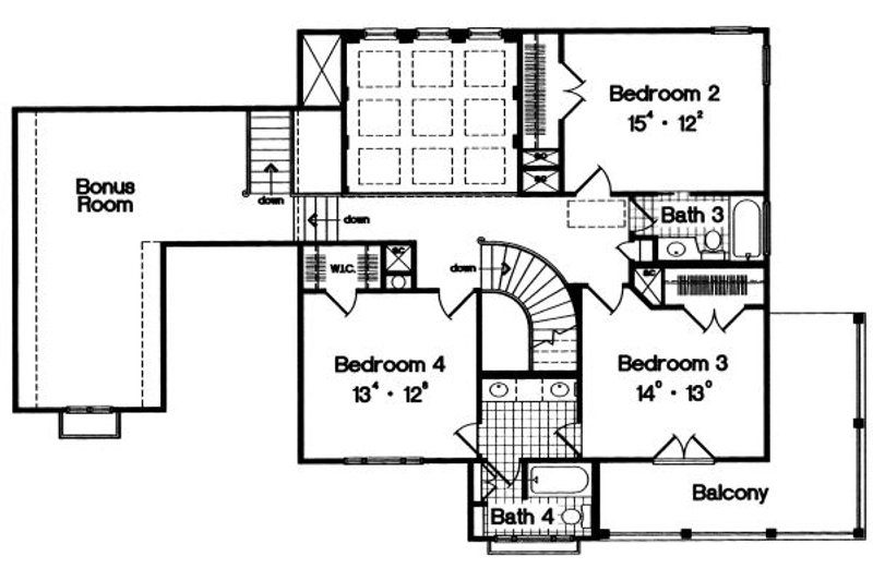 Architectural House Design - Floor Plan - Upper Floor for European House Plan #417-393 - 4 bed, 3.5 bath