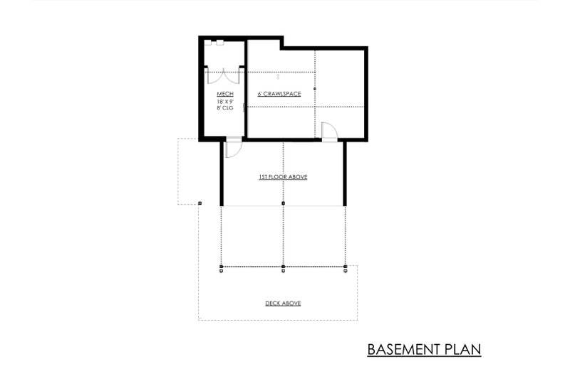 House Blueprint - Floor Plan - Lower Floor for Cabin House Plan #1042-24 - 2 bed, 2 bath
