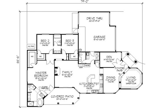 Floor Plan - Main Floor for Mediterranean House Plan #320-148 - 3 bed, 2.5 bath
