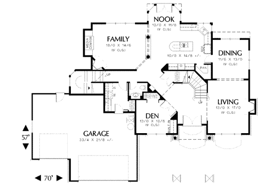 Floor Plan - Main Floor for Mediterranean House Plan #48-182 - 6 bed, 3.5 bath