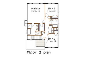 Floor Plan - Upper Floor for Craftsman House Plan #79-350 - 3 bed, 2.5 bath